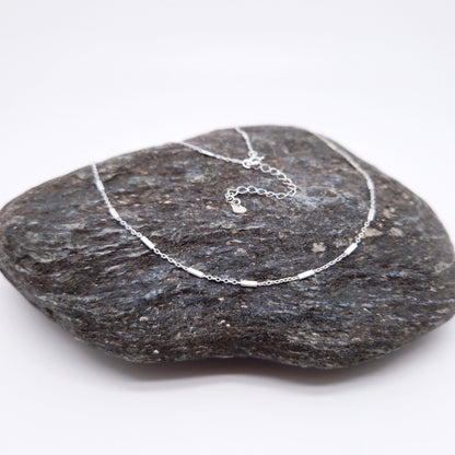 Balken Halskette zart 925 Silber filigran fein Layering zarte Ankerkette Satellitenkette