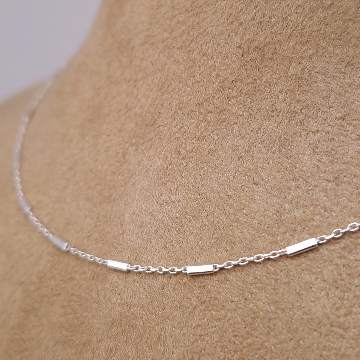 Balken Halskette zart 925 Silber filigran fein Layering zarte Ankerkette Satellitenkette