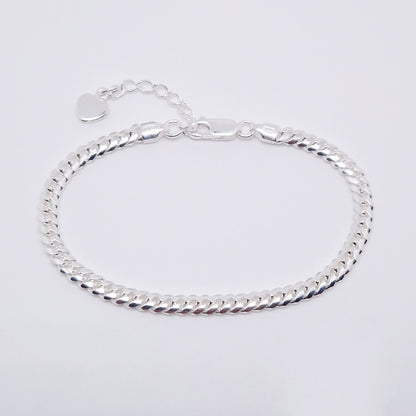 Kubanisches Armband breit 925 Silber massiv Panzer Armband