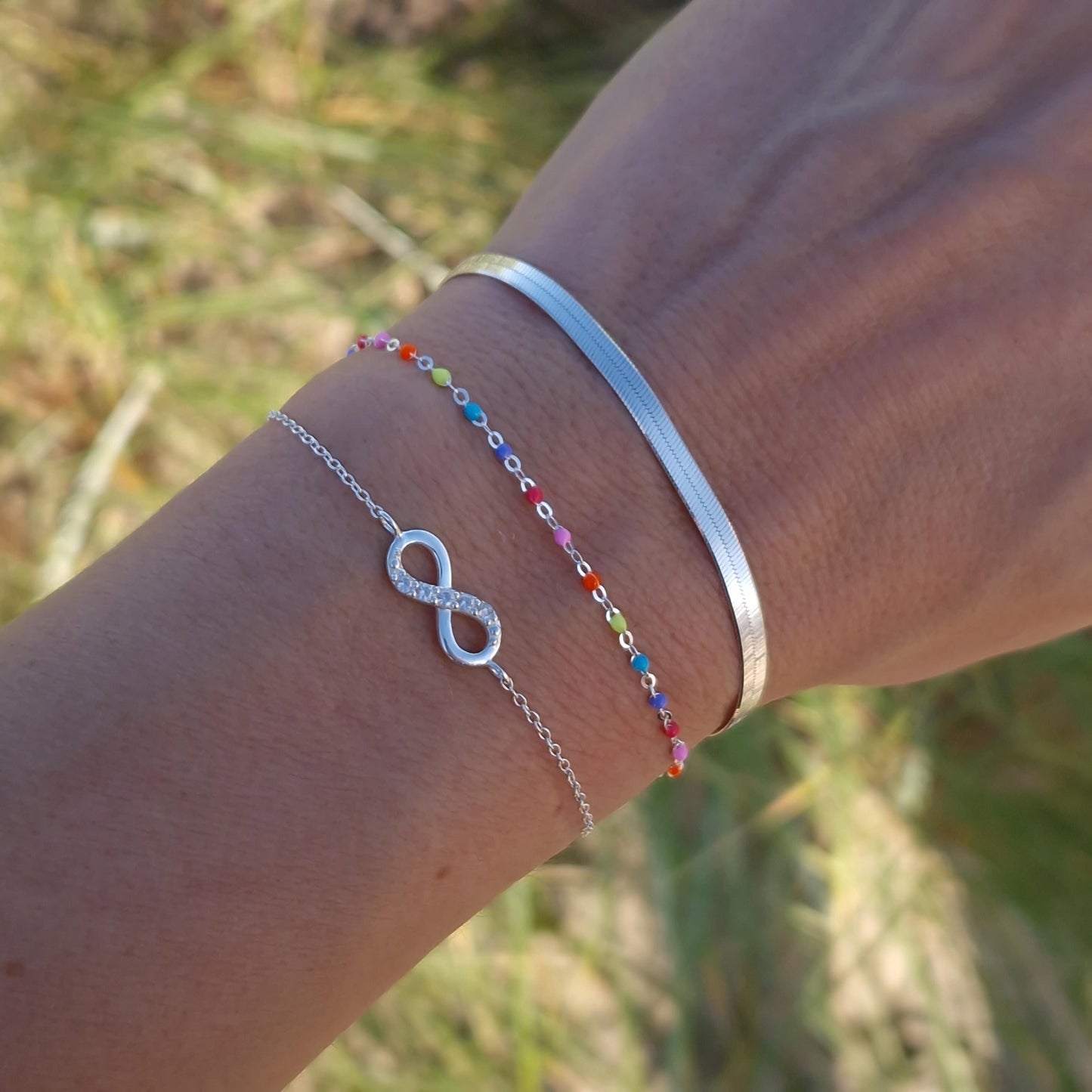 Schlangenarmband flach 925 Silber breit glänzend