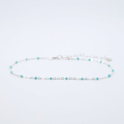 Armband Emaille Kugeln türkis 925 Silber filigran zart