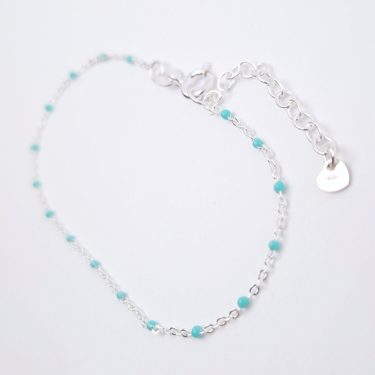 Armband Emaille Kugeln türkis 925 Silber filigran zart