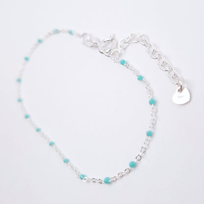 Armband Emaille Kugeln türkis 925 Silber filigran zart