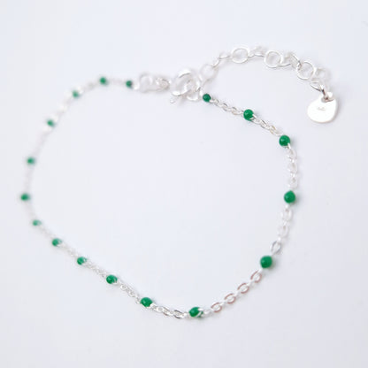 Armband Emaille Kugeln grün 925 Silber filigran zart