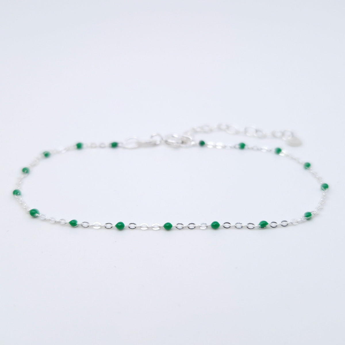 Armband Emaille Kugeln grün 925 Silber filigran zart