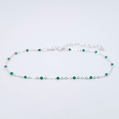 Armband Emaille Kugeln grün 925 Silber filigran zart