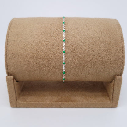 Armband Emaille Kugeln grün 925 Silber filigran zart