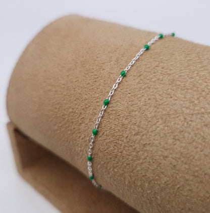 Armband Emaille Kugeln grün 925 Silber filigran zart