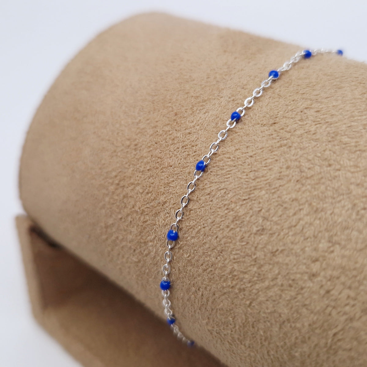 Armband Emaille Kugeln blau 925 Silber filigran zart
