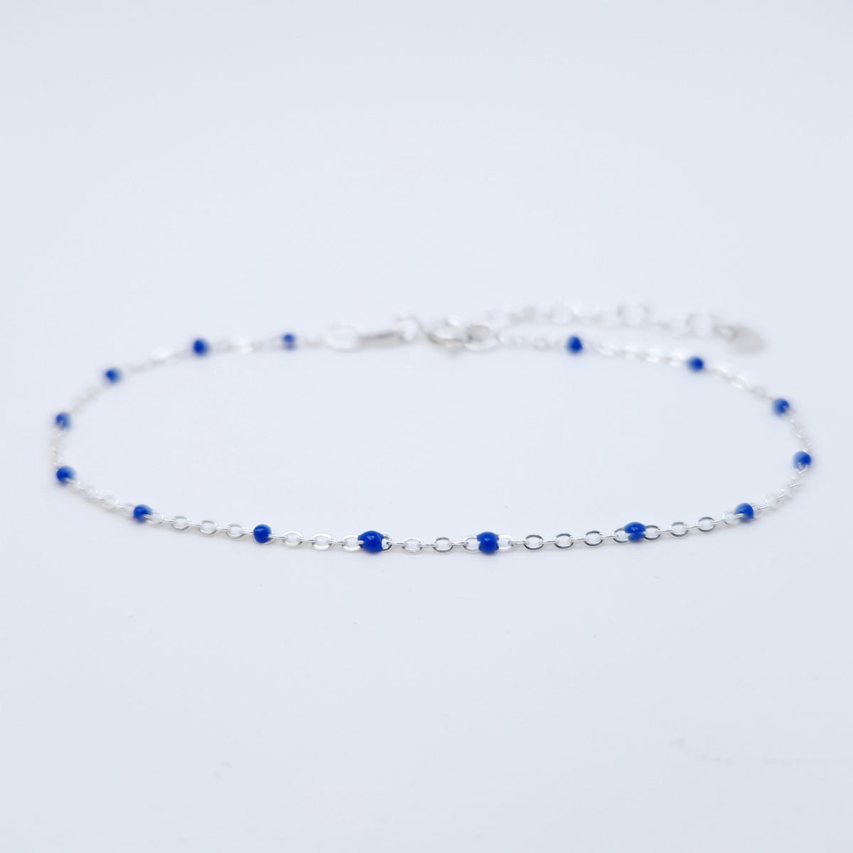 Armband Emaille Kugeln blau 925 Silber filigran zart