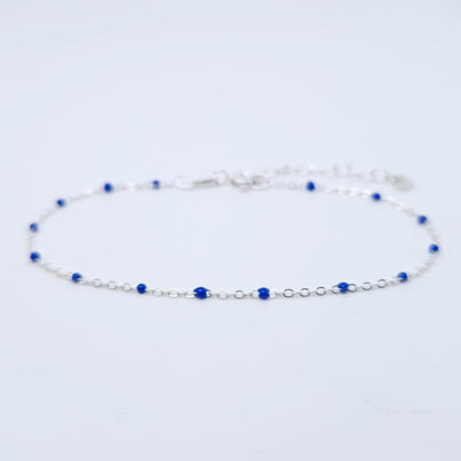 Armband Emaille Kugeln blau 925 Silber filigran zart
