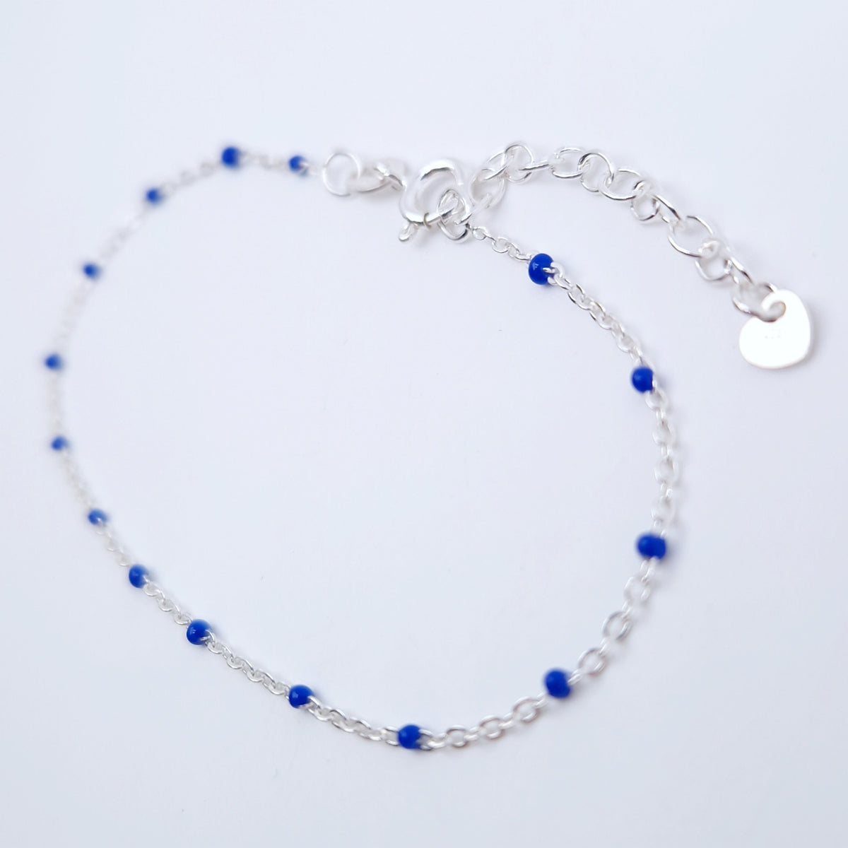Armband Emaille Kugeln blau 925 Silber filigran zart