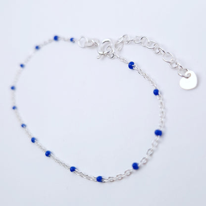 Armband Emaille Kugeln blau 925 Silber filigran zart