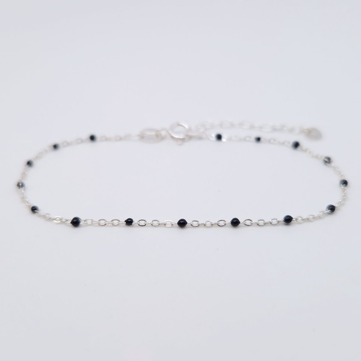Armband Emaille Kugeln schwarz 925 Silber filigran zart