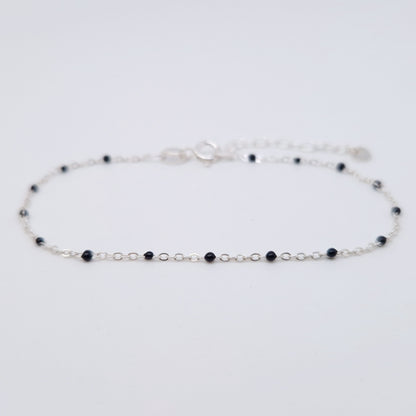 Armband Emaille Kugeln schwarz 925 Silber filigran zart