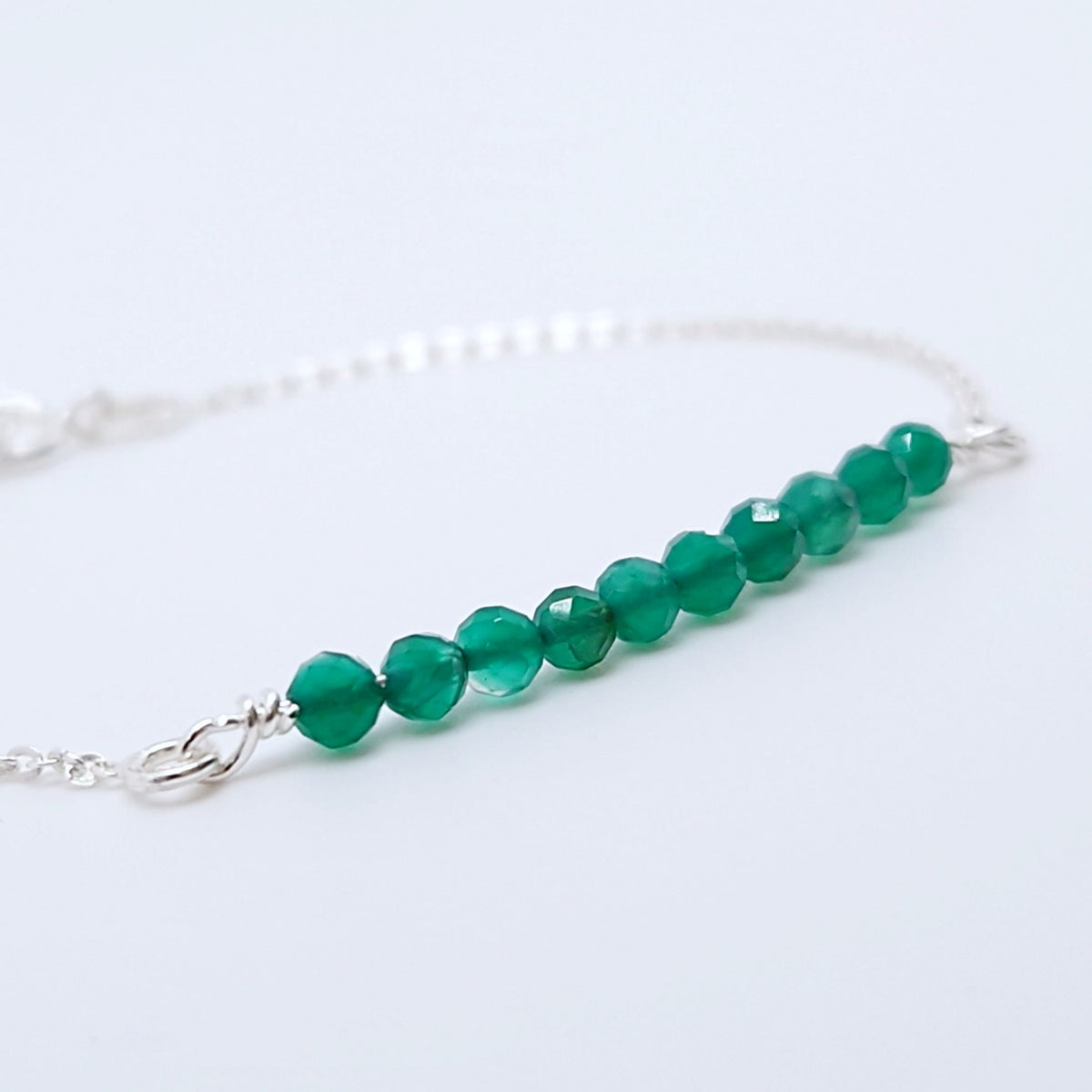 Armband grüner Achat 925 Silber filigran Edelstein Naturstein facettiert
