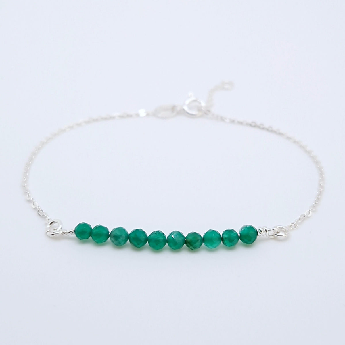 Armband grüner Achat 925 Silber filigran Edelstein Naturstein facettiert