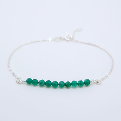 Armband grüner Achat 925 Silber filigran Edelstein Naturstein facettiert