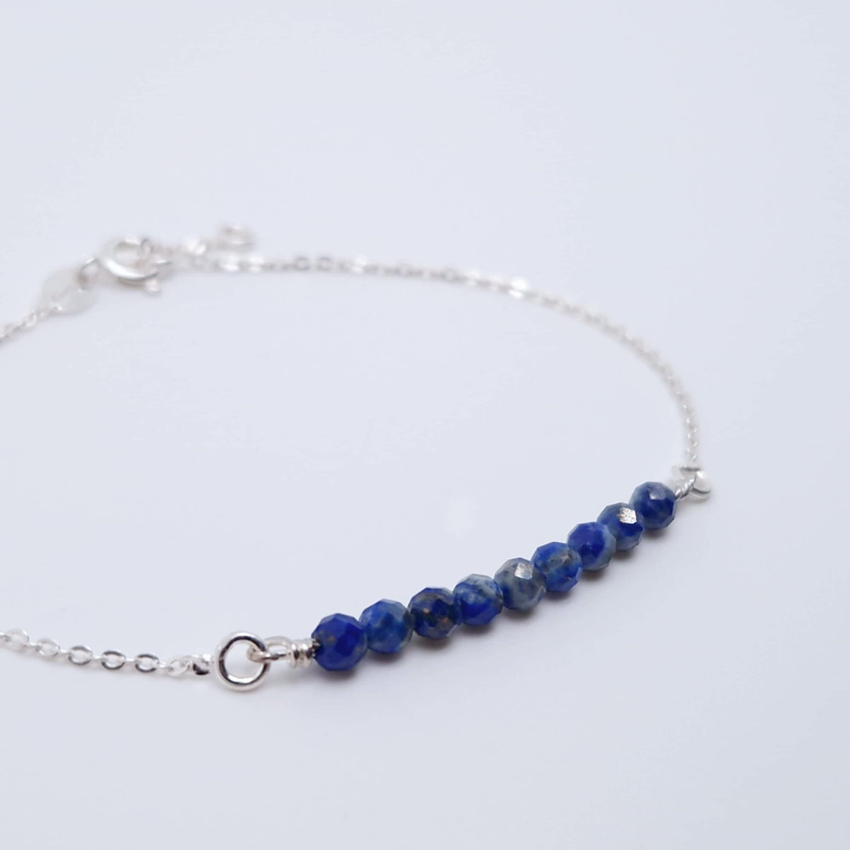 Armband blauer Lapislazuli 925 Silber filigran Edelstein Naturstein facettiert