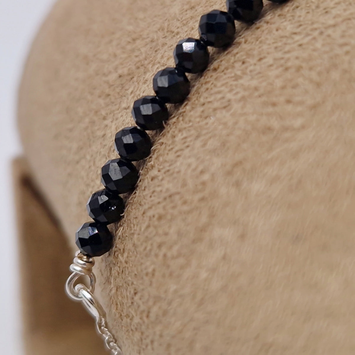 Armband schwarzer Spinell 925 Silber filigran Edelstein Naturstein facettiert