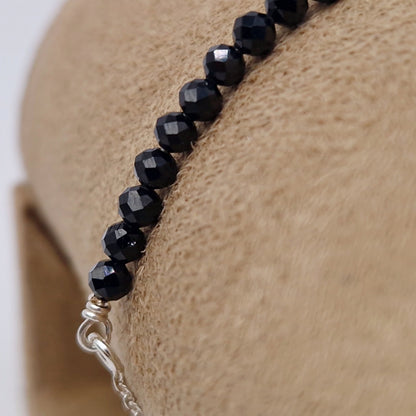 Armband schwarzer Spinell 925 Silber filigran Edelstein Naturstein facettiert