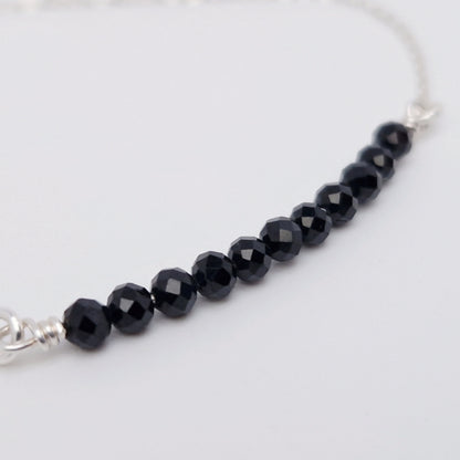 Armband schwarzer Spinell 925 Silber filigran Edelstein Naturstein facettiert