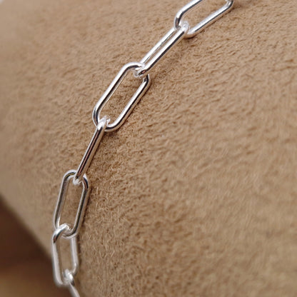 Armband Paperclip breit 925 Silber große massive rechteckige Kettenglieder