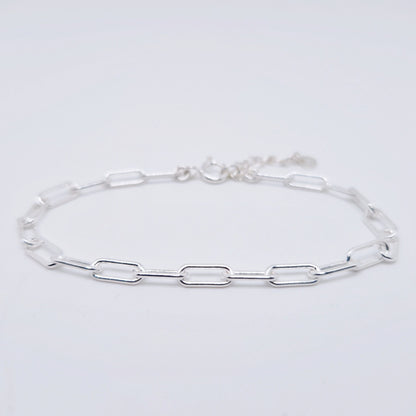 Armband Paperclip breit 925 Silber große massive rechteckige Kettenglieder