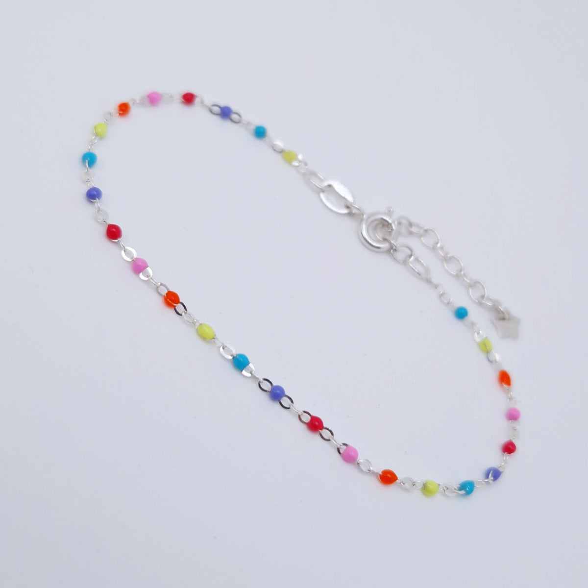 Armband Emaille Kugeln bunt fluoreszierend 925 Silber filigran zart