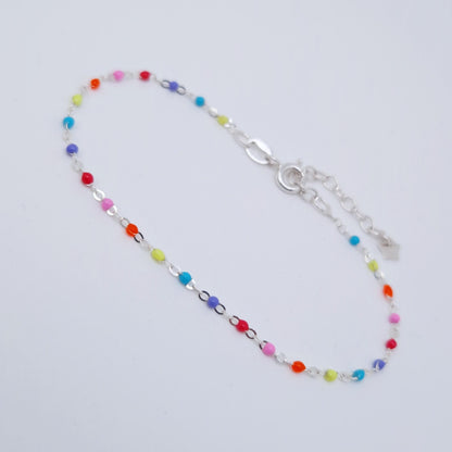 Armband Emaille Kugeln bunt fluoreszierend 925 Silber filigran zart