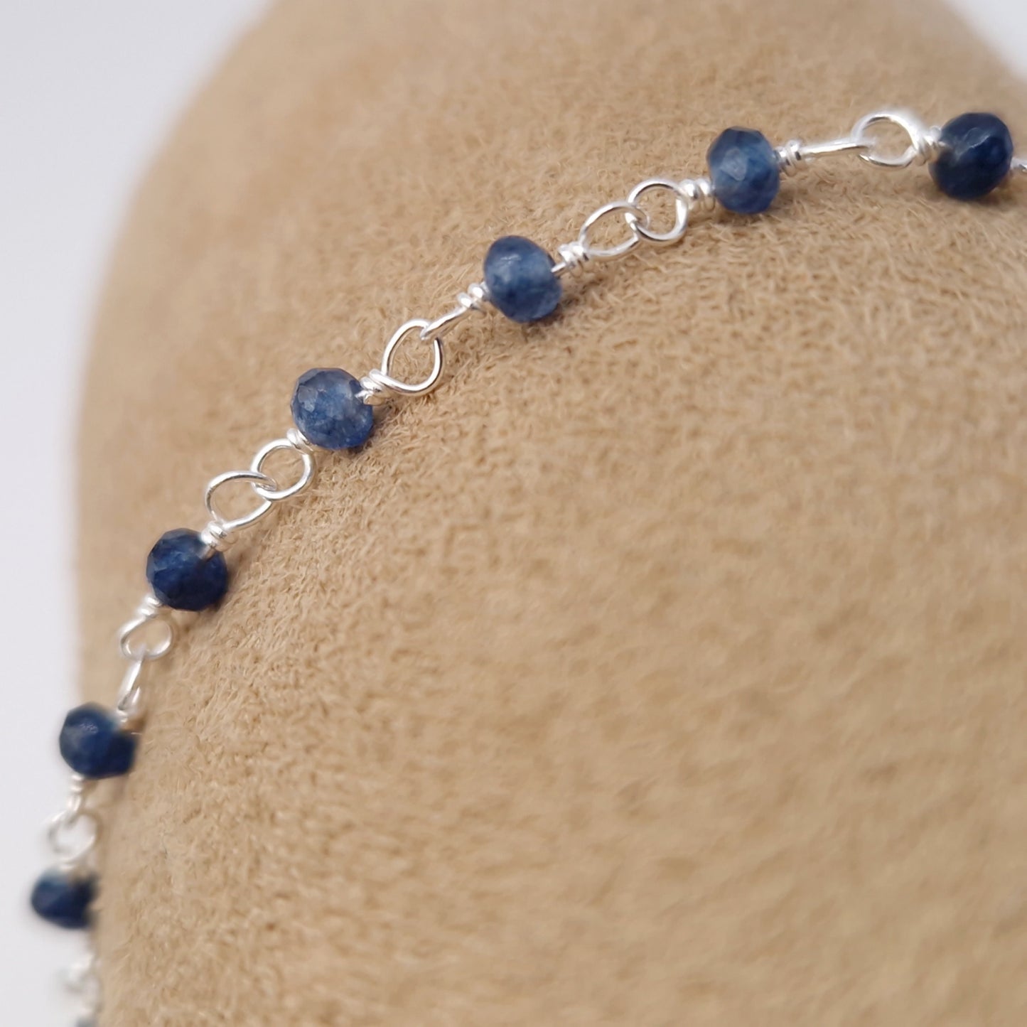 Armband blaue Jade 925 Silber filigran Edelstein Naturstein facettiert