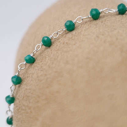 Armband grüne Jade 925 Silber filigran Edelstein Naturstein facettiert