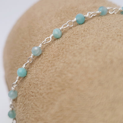 Armband türkiser Amazonit 925 Silber filigran Edelstein Naturstein facettiert