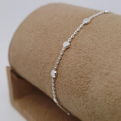 Armband flache Silberperlen 925 Silber strukturiert Muster