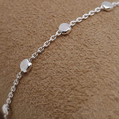 Armband flache Silberperlen 925 Silber strukturiert Muster