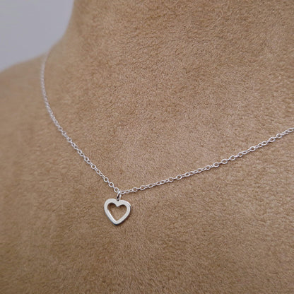 Halskette mit Herz hohl 925 Silber zarte Ankerkette Layering