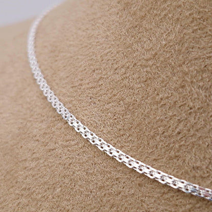Bismarck Halskette schmal flach 925 Silber gewebte Kette Mesh Kette Layering