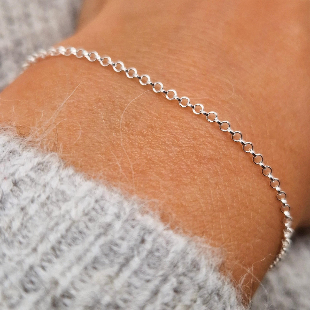 Armband Jasseron zart 925 Silber 1,8 mm Erbskette fein Layering
