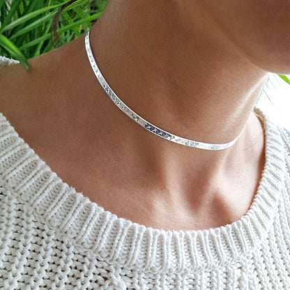 Schlangenkette flach 925 Silber Herringbone Halskette Kreuzgravur