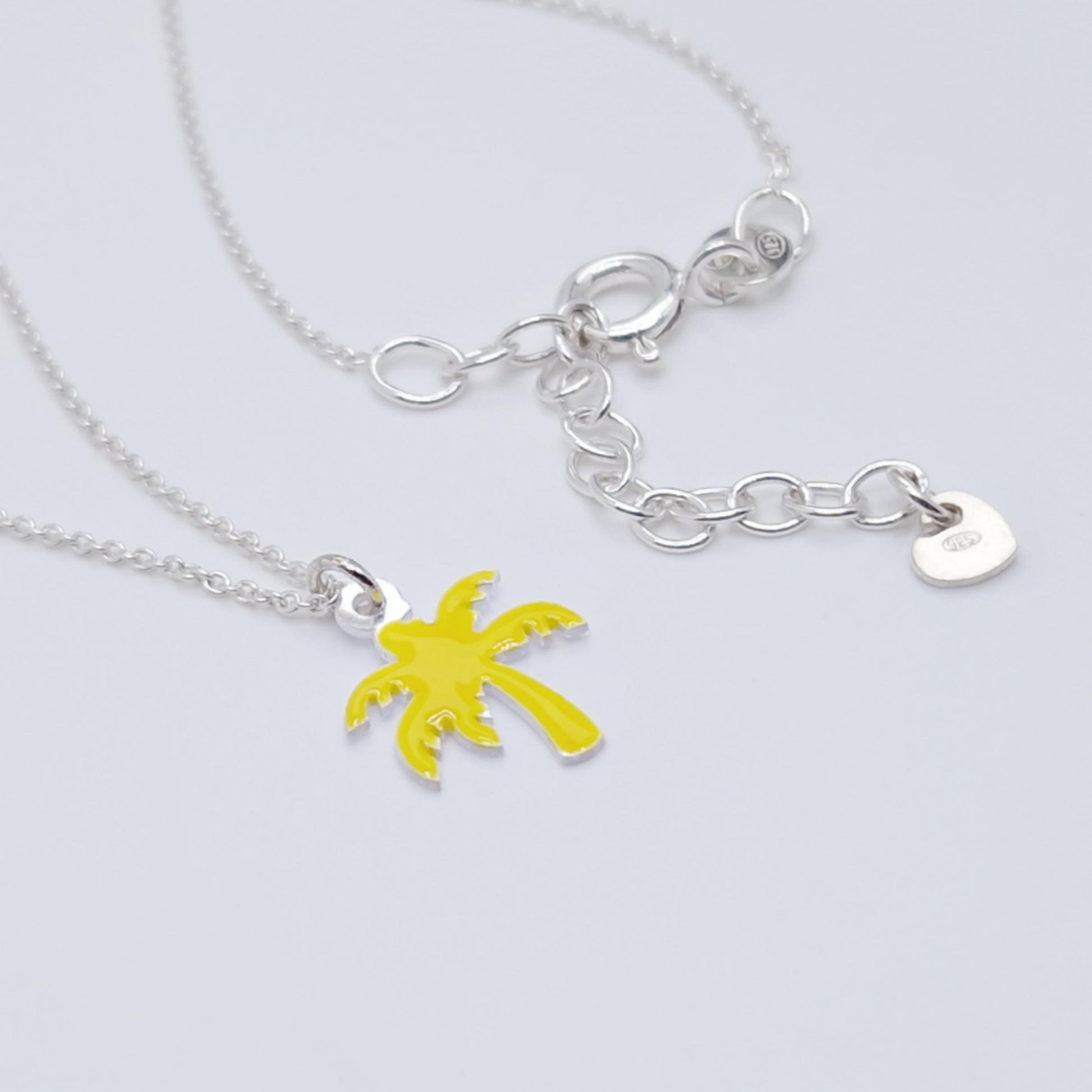 Halskette Mini-Palme gelb 925 Silber Emaille tropisch