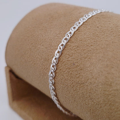 Armband breit geflochten 925 Silber Fantasie Gliederkette 3 mm