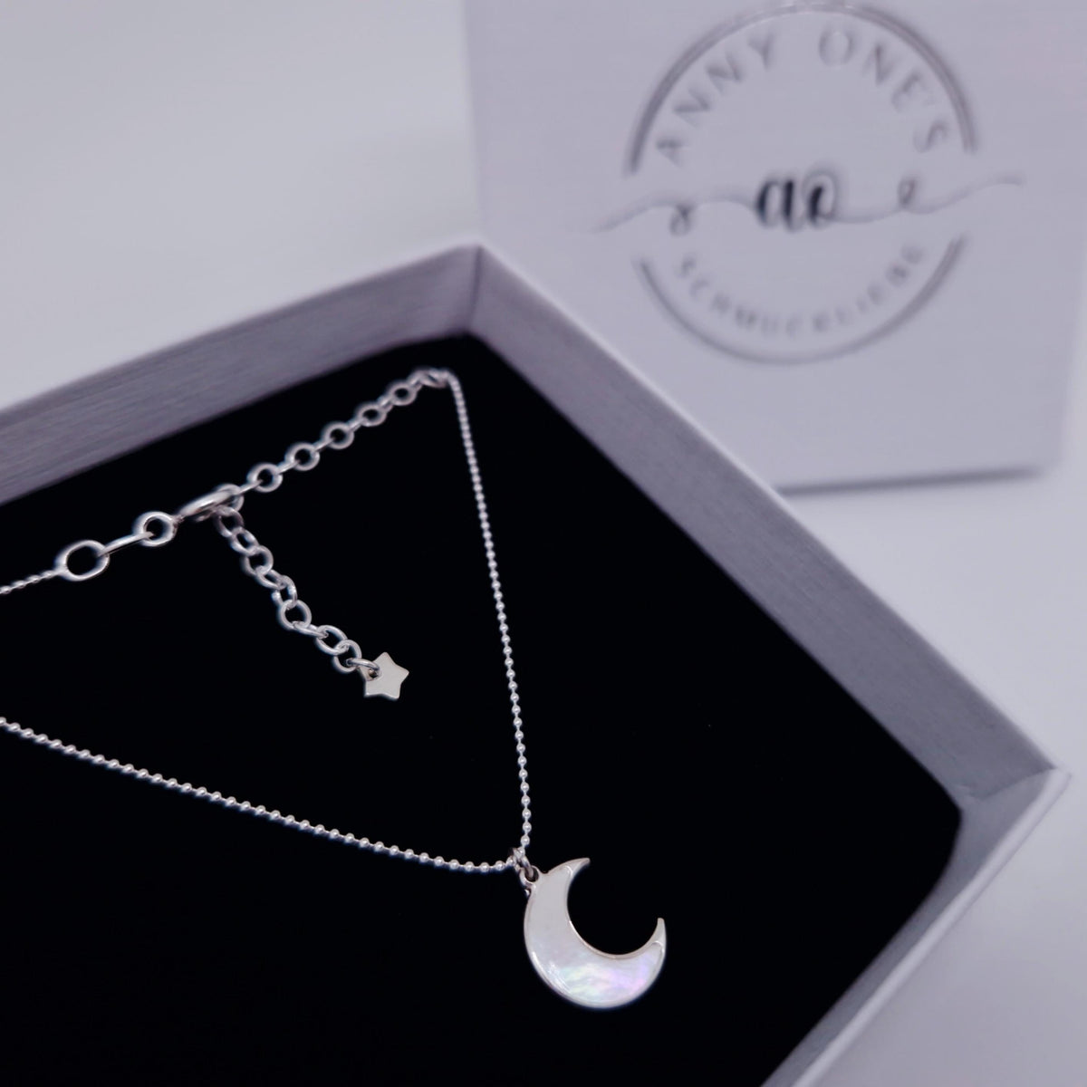 Halskette Halbmond mit Perlmutt 925 Silber
