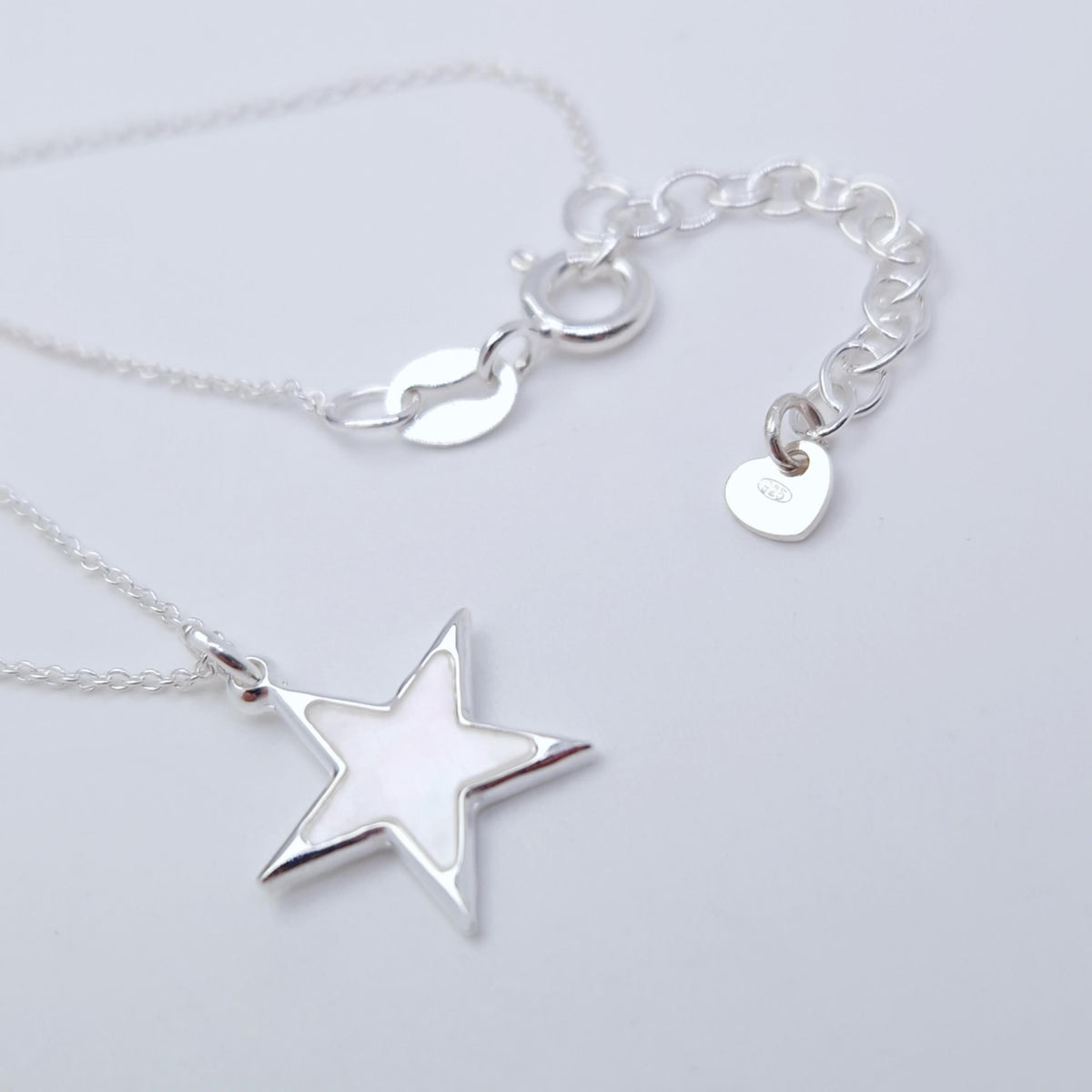 Halskette Stern mit Perlmutt 925 Silber Charm