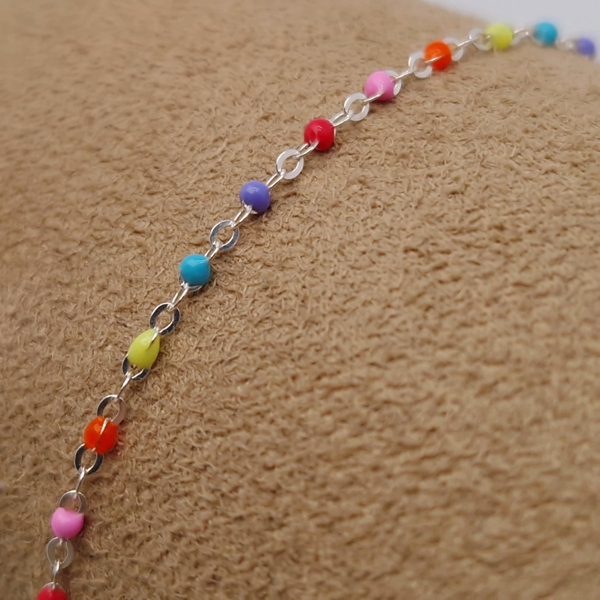 Armband Emaille Kugeln bunt fluoreszierend 925 Silber filigran zart