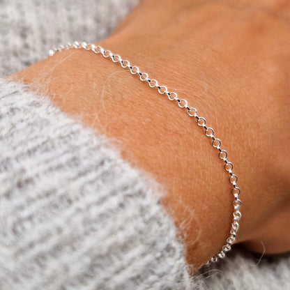 Armband Jasseron zart 925 Silber 1,8 mm Erbskette fein Layering