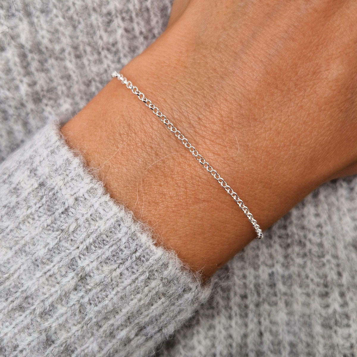 Armband Jasseron zart 925 Silber 1,8 mm Erbskette fein Layering