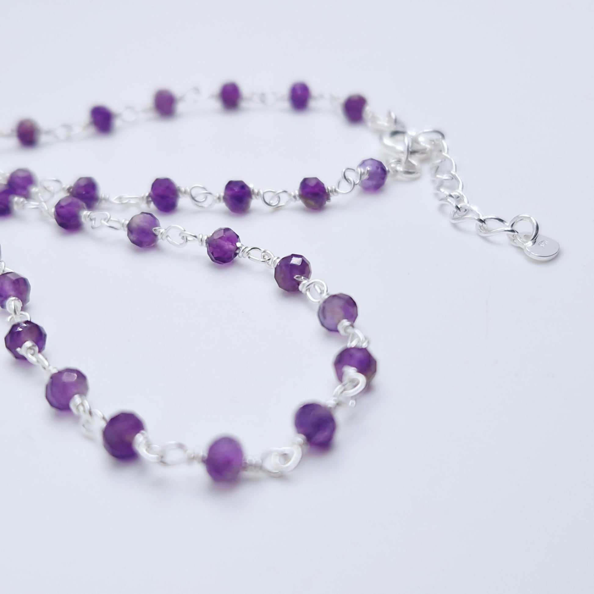 Halskette Amethyst 925 Silber filigran Edelstein Naturstein facettiert