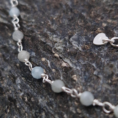 Halskette Aquamarin 925 Silber filigran Edelstein Naturstein facettiert