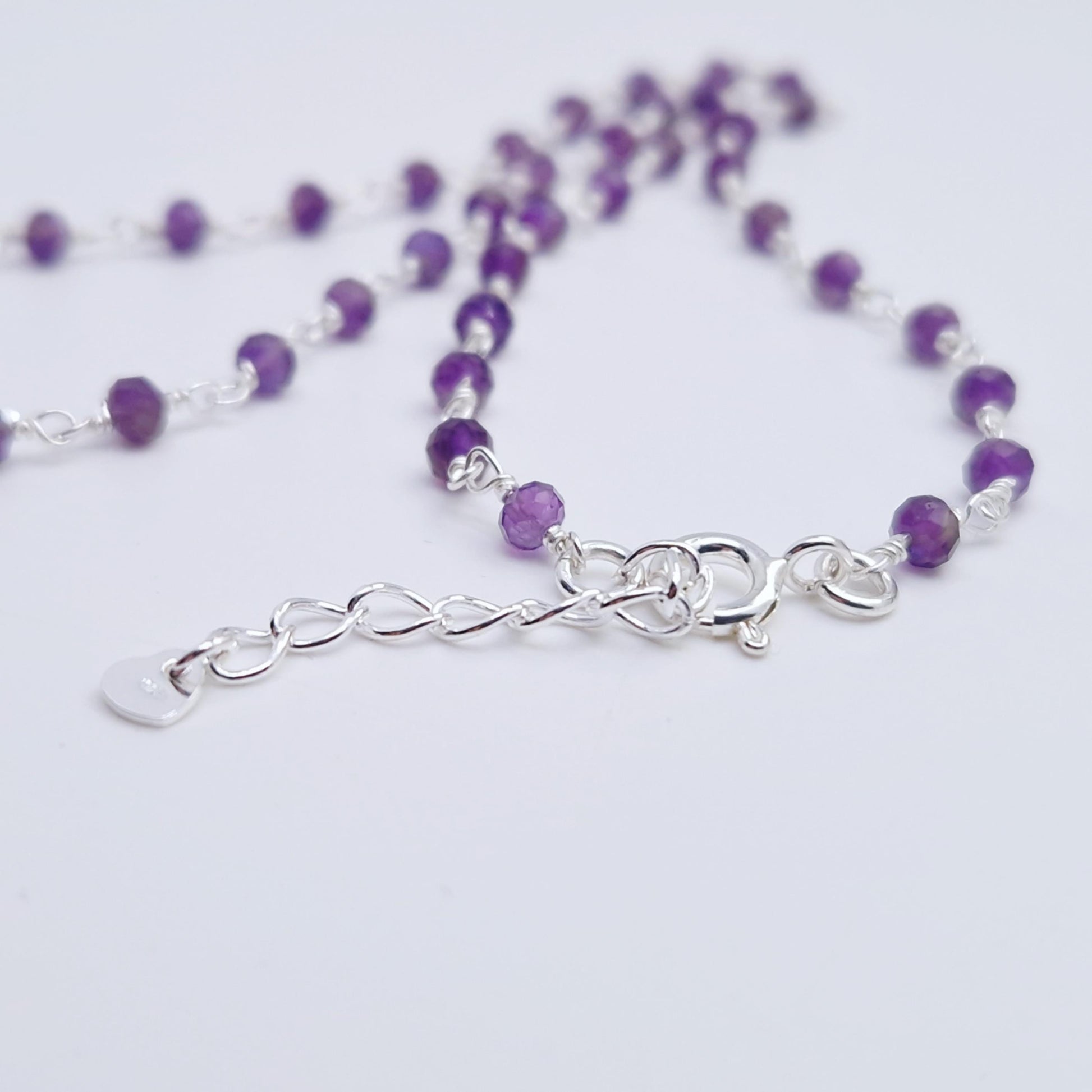 Halskette Amethyst 925 Silber filigran Edelstein Naturstein facettiert