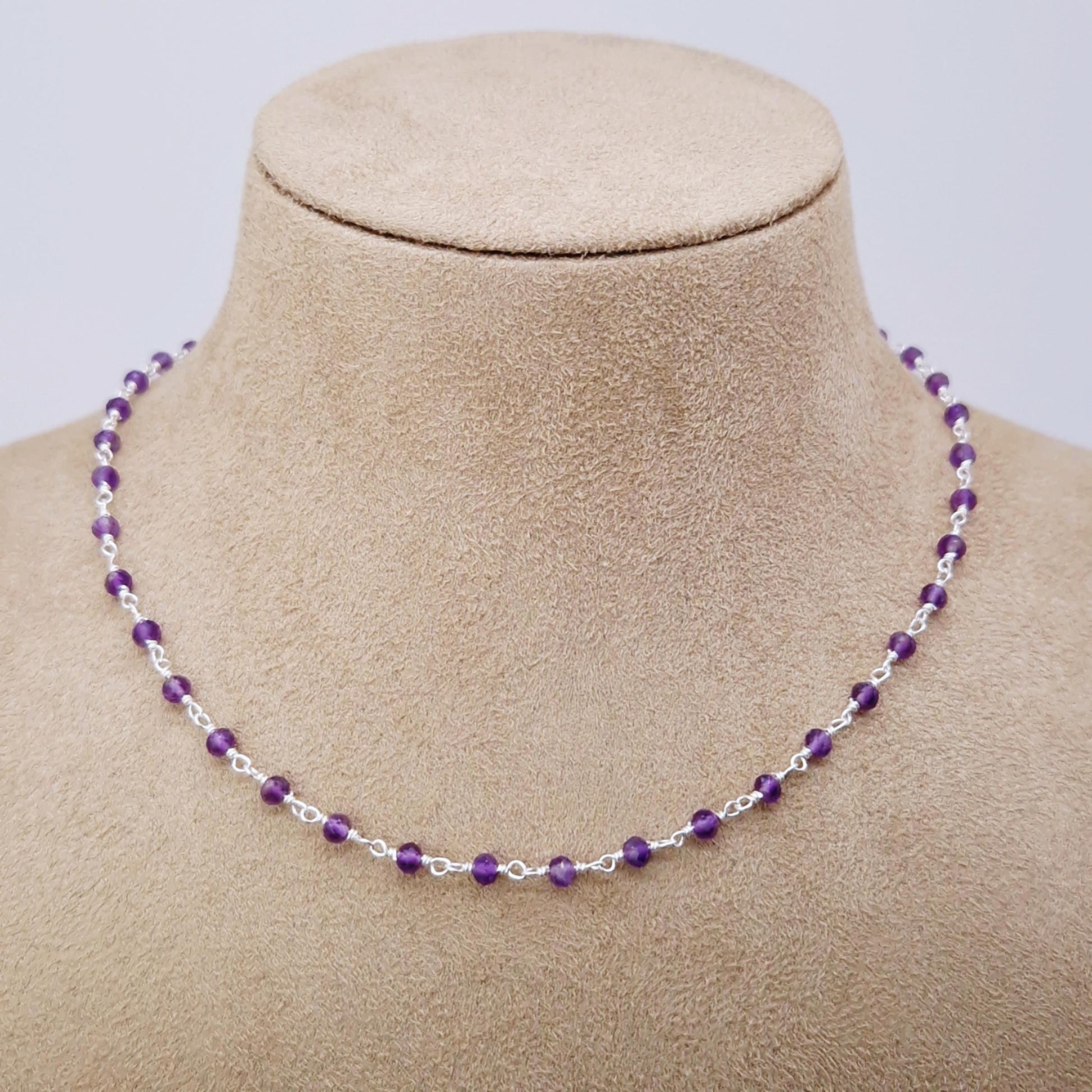 Halskette Amethyst 925 Silber filigran Edelstein Naturstein facettiert